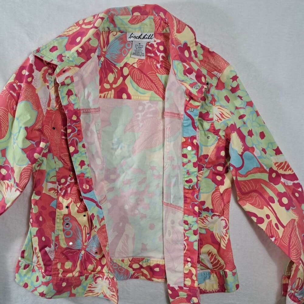 Birch Hill Casual Women's Jewel Jacket Size Medium‎ Pink Multicolor - Picture 3 of 11